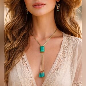 Vintage Green Glass Gold Plated Slide